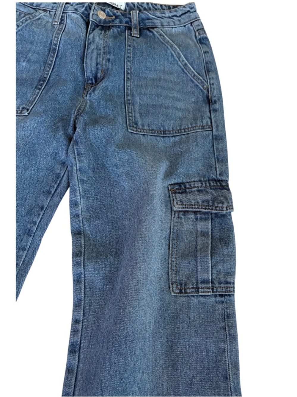 VERVET High Rise Wide Leg Cargo Jeans Medium Wash Size 26 - Picture 2 of 8